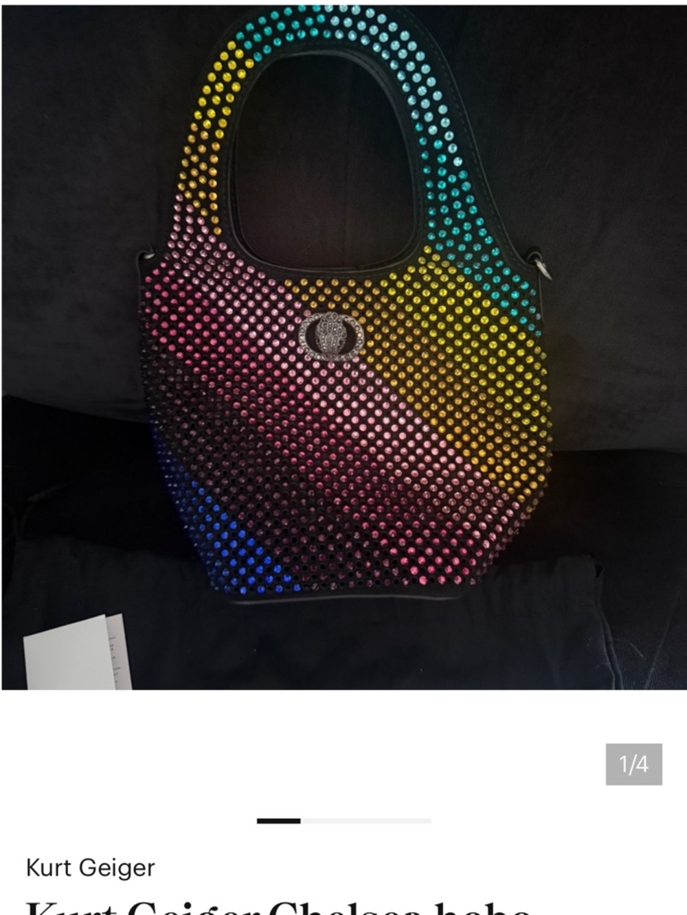 Kurt Geiger Chelsea  Studded Hobo Bag w/ Shoulder Strap and Branded Duster NWT